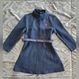 NWOT Tommy Hilfiger Girls Blue Belted Monogram Dress, Size XXS